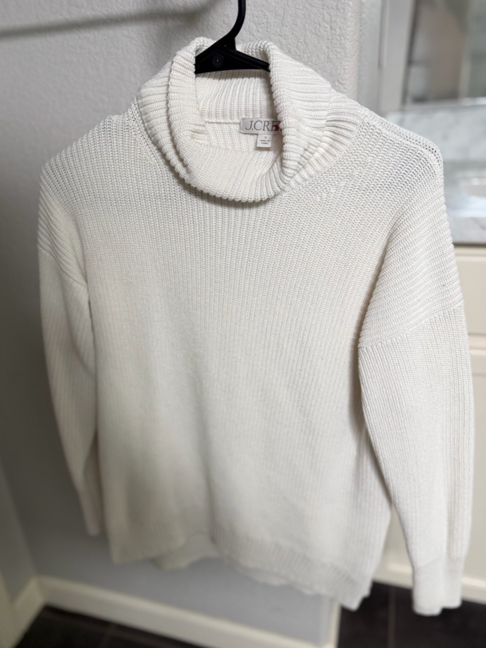 Vintage J. Crew Cream White Turtleneck Cotton Cashmere Sweater
